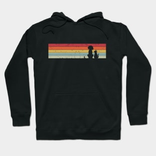 Vintage retro cat and dog sunset Hoodie